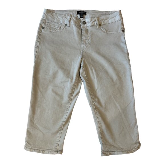 JONES & CO Capris Size 10 Cream Colour Very Nice Stretchy 72% Cotton - Picture 1 of 16